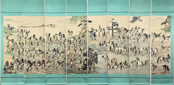 百骏图八条屏