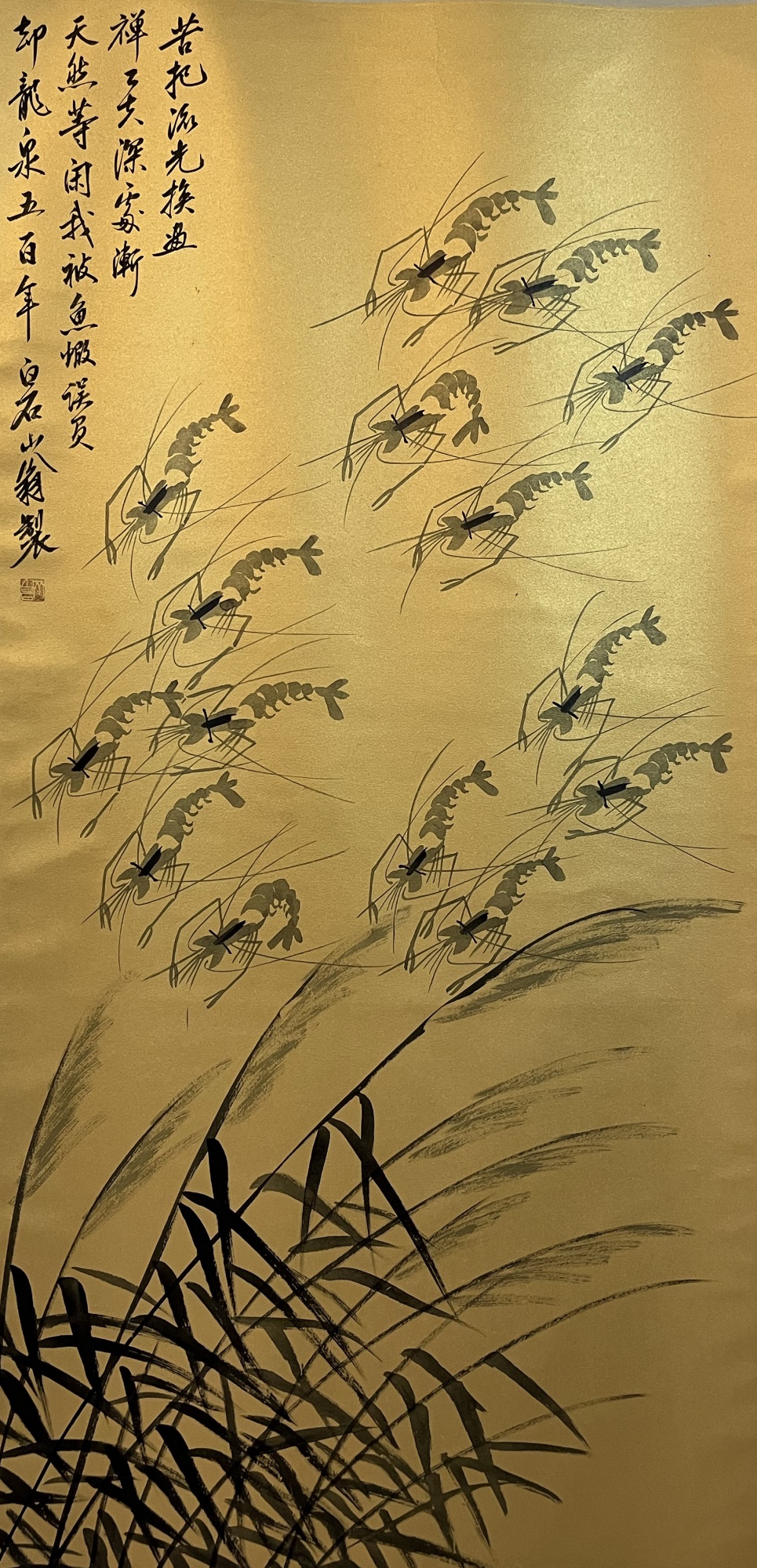 金底水草虾