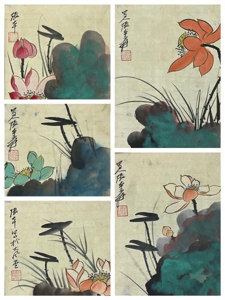 泼彩荷花图