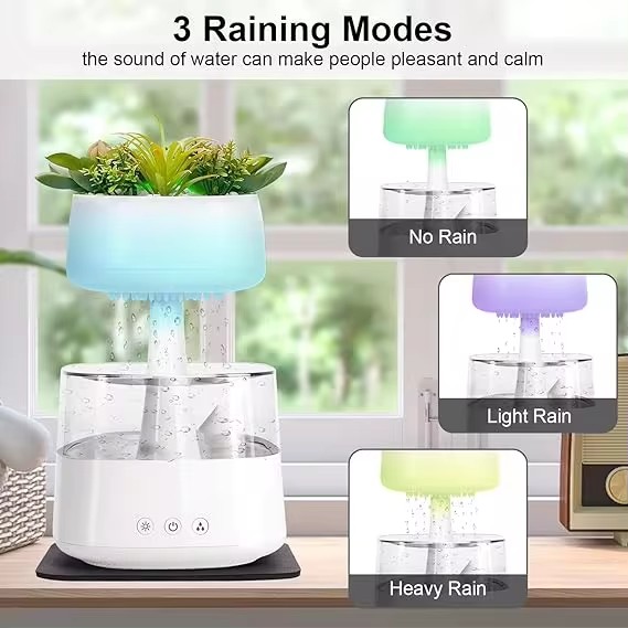 Rain Cloud Humidifier with Artificial Plant （CH08T）
