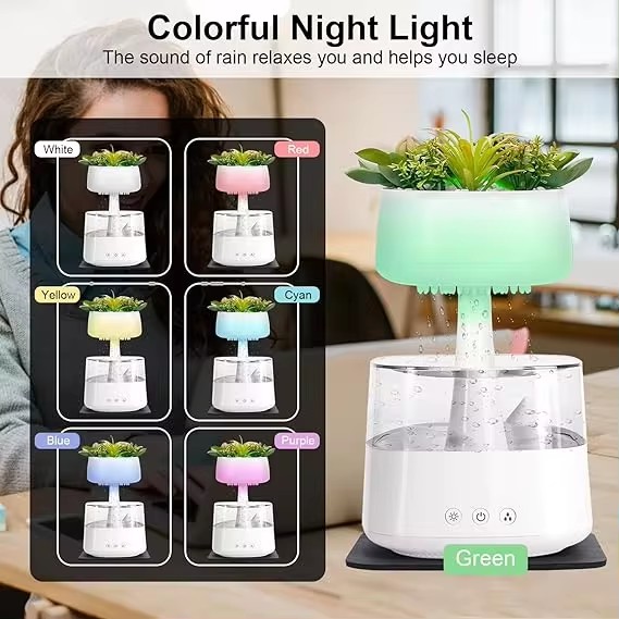 Rain Cloud Humidifier with Artificial Plant （CH08T）