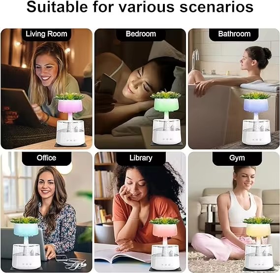 Rain Cloud Humidifier with Artificial Plant （CH08T）