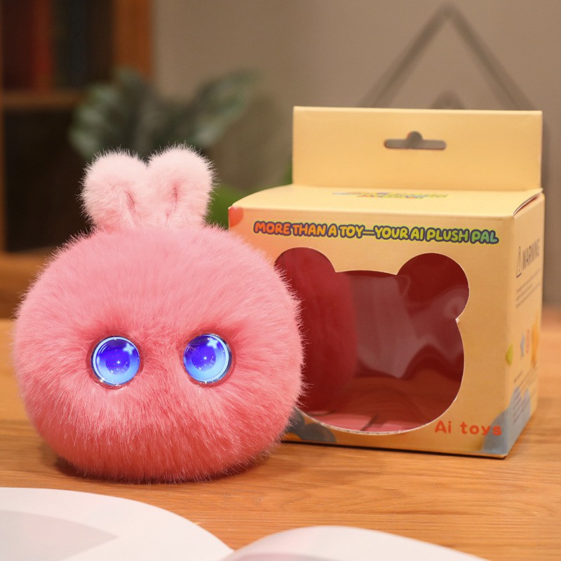 AI Plush Bag Charm, Interactive Voice Chat Companion Stuffed Animals with App-Connected, Expressive LED Eyes