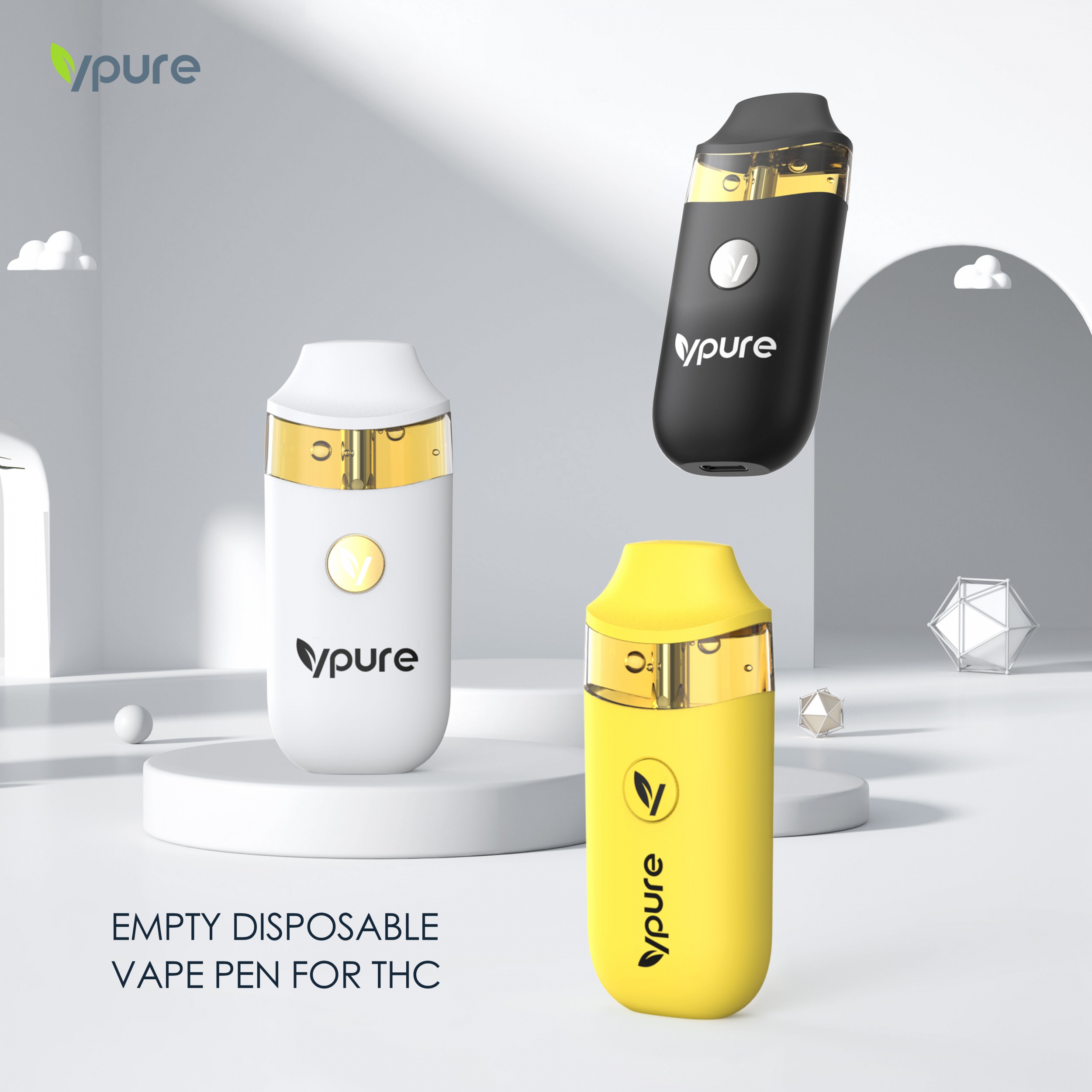 Vpure 2ml/3ml 2g/3g empty disposable vape for distillate and thcp oils with adjustable voltage