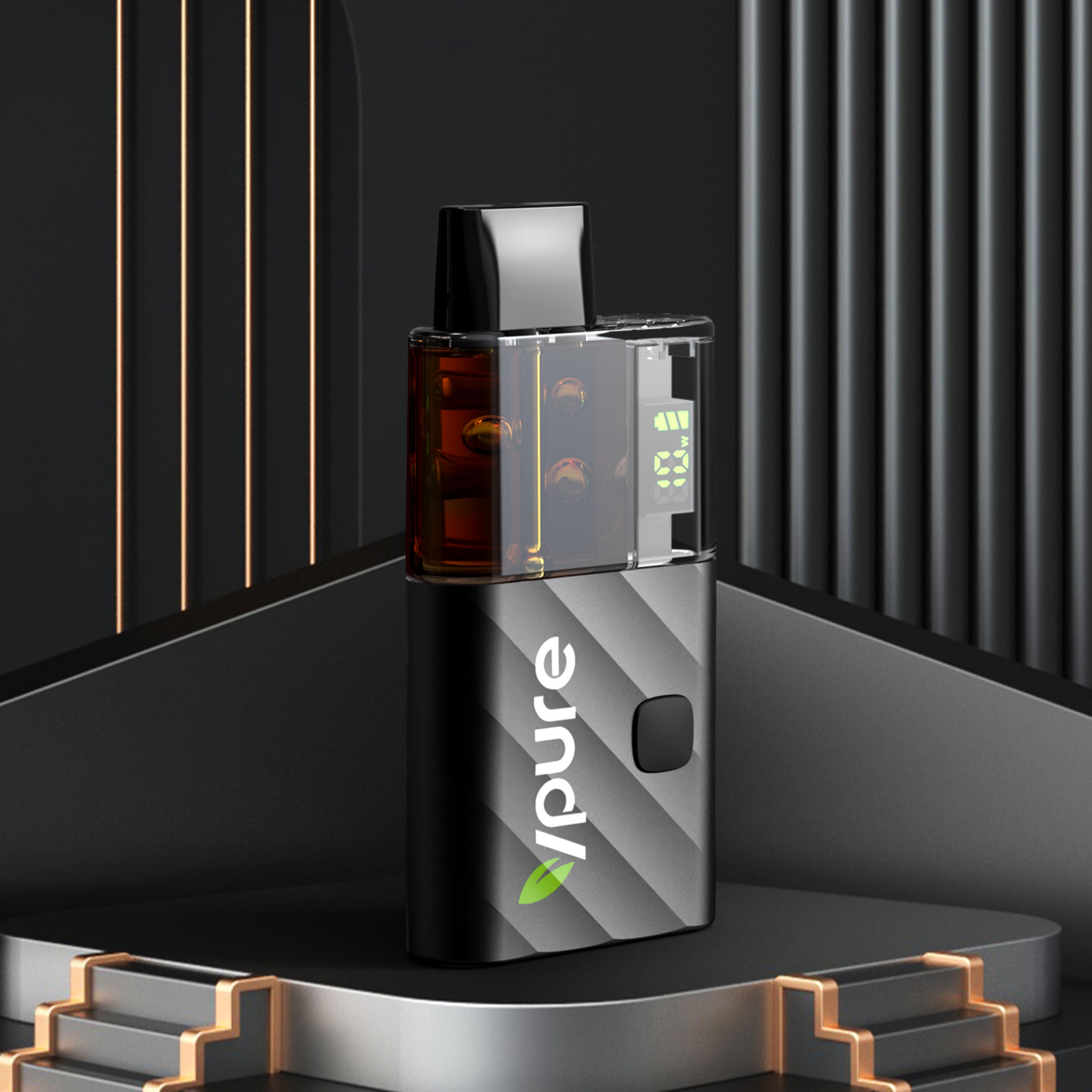 Vpure 5ml/6ml 5g/6g empty disposable vape with display screen