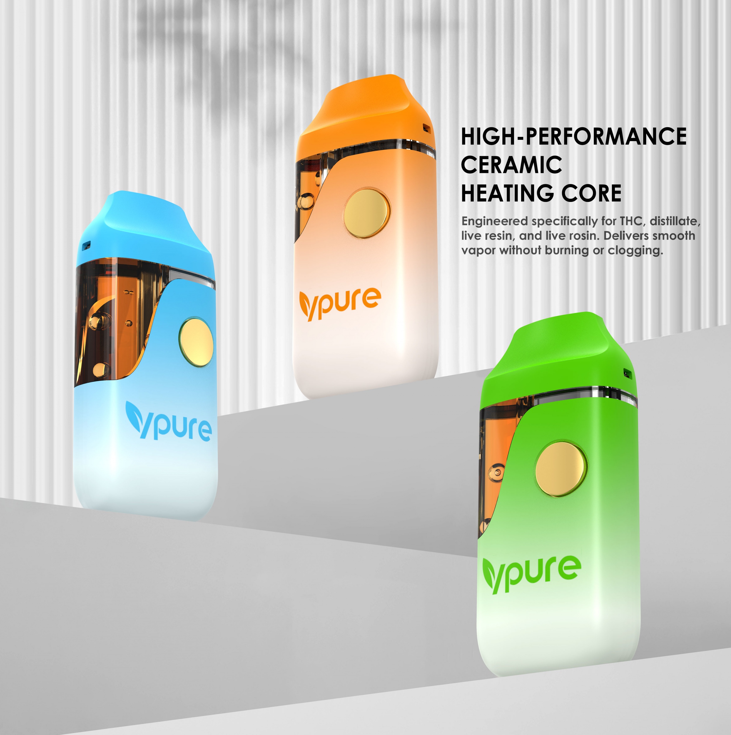 VPURE AF64 1ml/2ml 1g/2g empty disposable vape pen for CBD, Live resin, Live rosin and THC oil