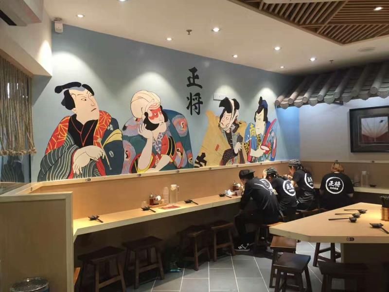 广州正将餐厅墙绘 料理店墙绘