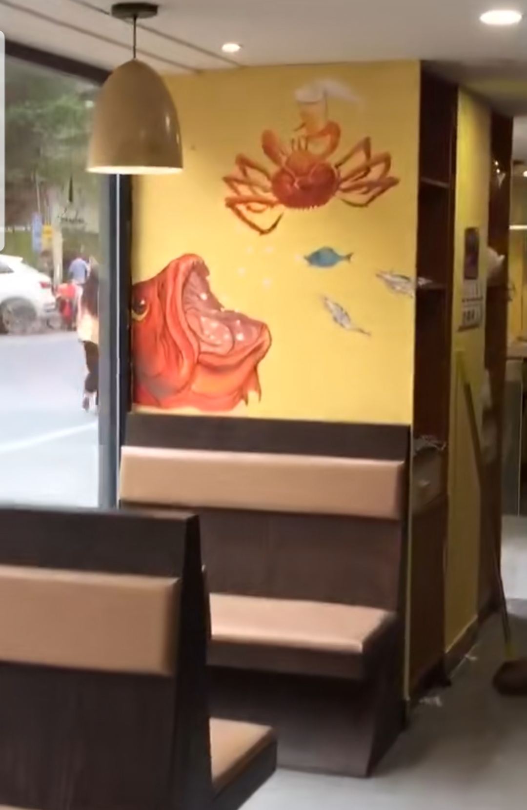 广州海鲜餐厅店墙绘 餐厅墙绘