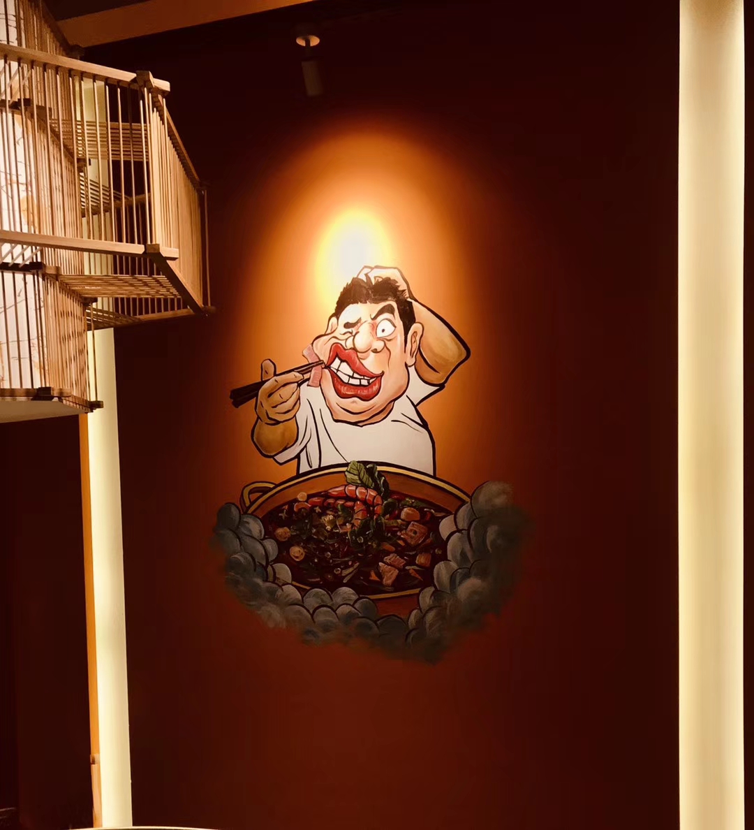 广州香锅店墙绘 火锅店涂鸦  龙虾店彩绘 餐厅墙绘