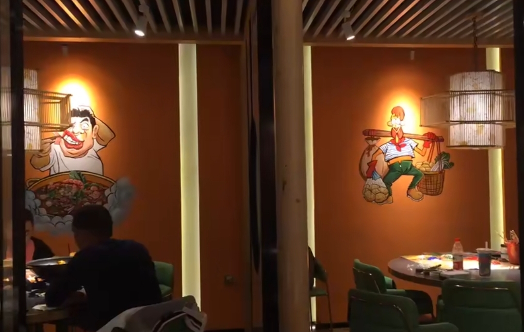 广州香锅店墙绘 火锅店涂鸦  龙虾店彩绘 餐厅墙绘