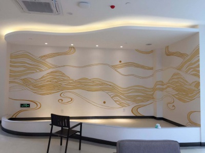 广州华邦美好家园 展厅背景墙墙绘 墙体彩绘