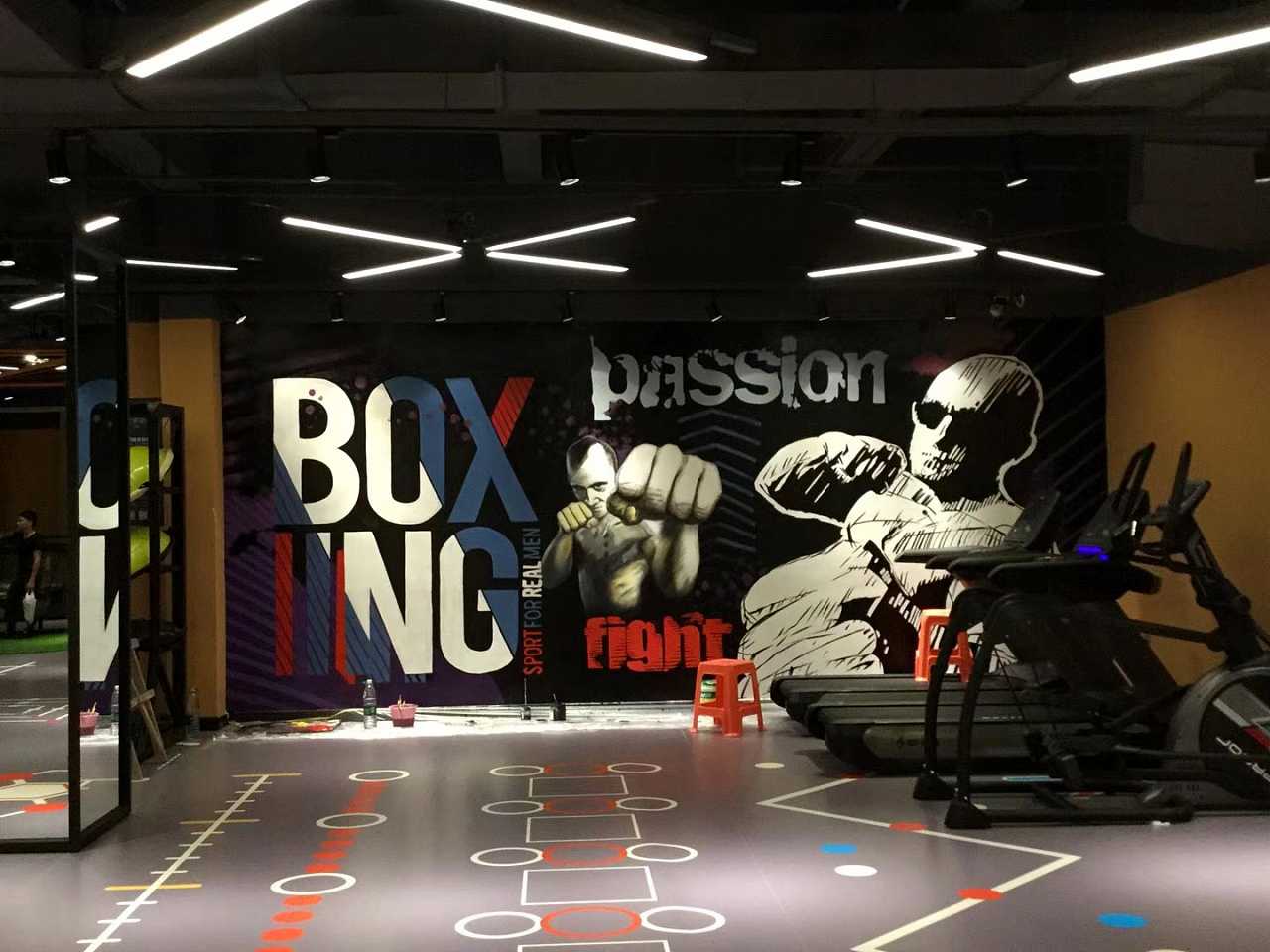健身房涂鸦 健身房墙绘 健身馆壁画 健身馆彩绘