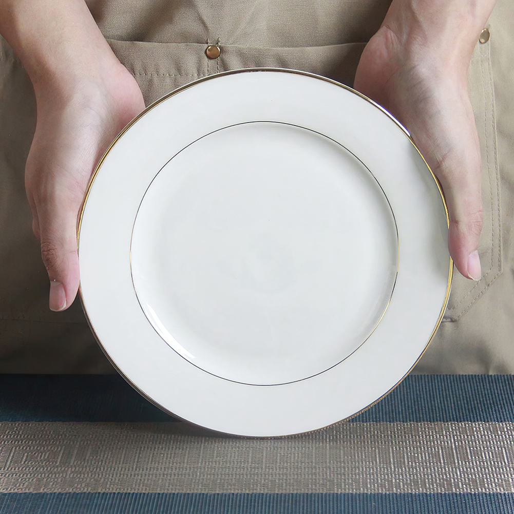 Double Gold Rim Bone China Round Plates