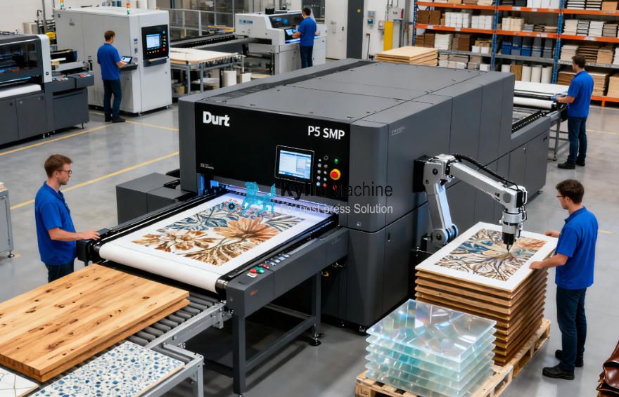 alt with keywords='An automated stacker neatly collecting printed boards from the Durst P5 SMP'