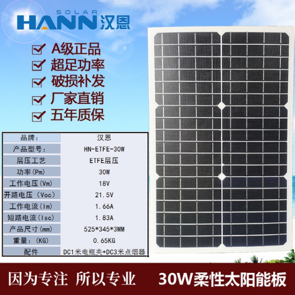 30W ETFE柔性太阳能板