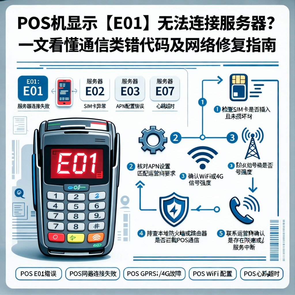 POS机显示【E01】无法连接服务器？一文看懂通信类错误代码及网络修复指南