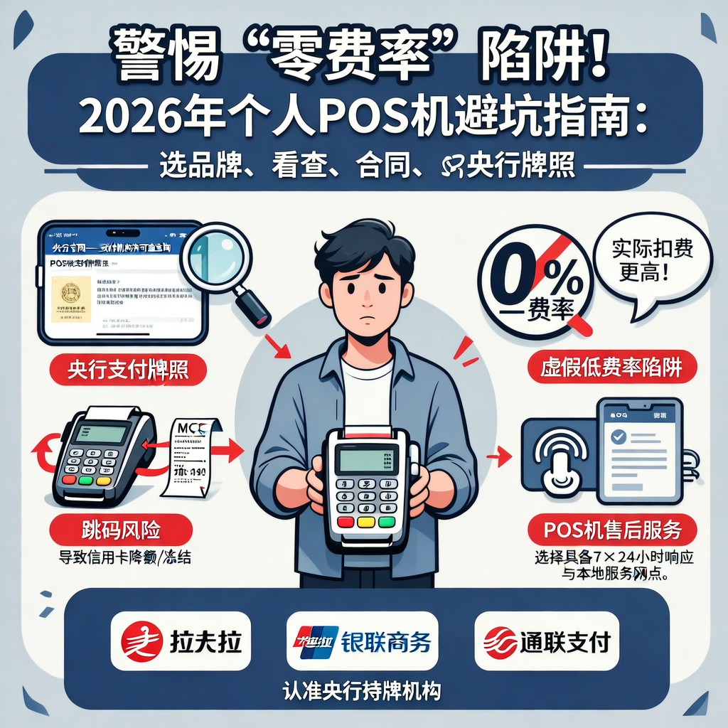 警惕‘零费率’陷阱！2026年个人POS机避坑指南：选品牌、看合同、查央行牌照