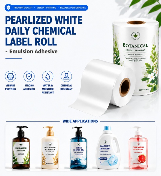 Pearlized White Self Adhesive Label Material - Emulsion Adhesive 