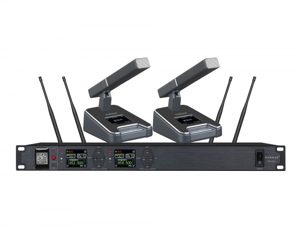 一拖二真分集会议话筒 （双咪芯内置锂电池可远程控制）