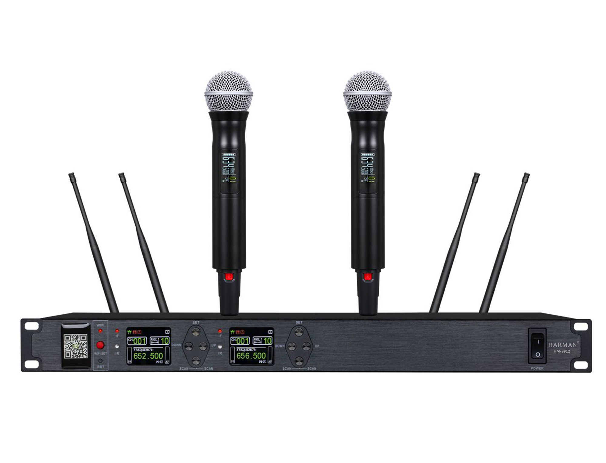 一拖二真分集会议话筒 （双咪芯内置锂电池可远程控制）