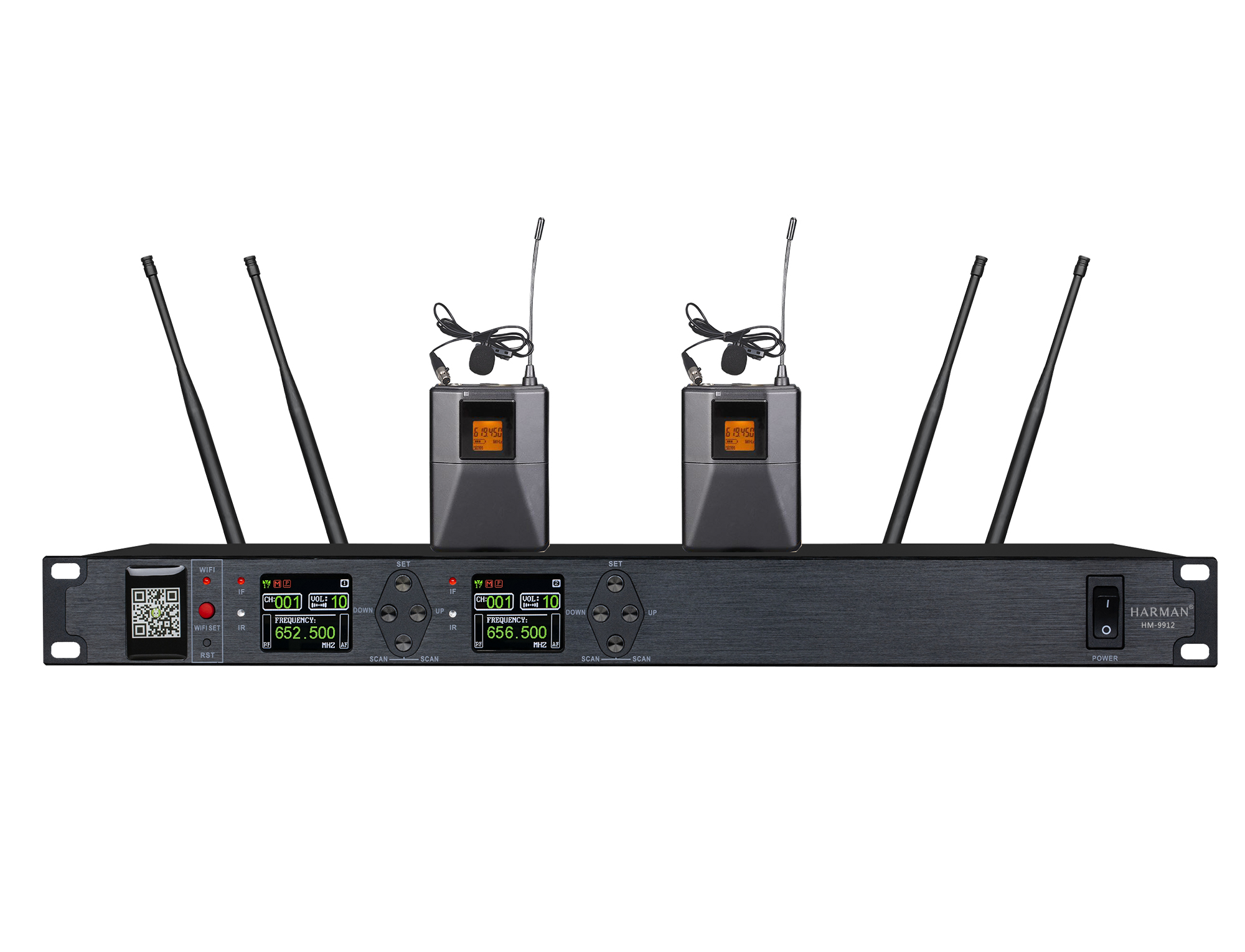 一拖二真分集会议话筒 （双咪芯内置锂电池可远程控制）