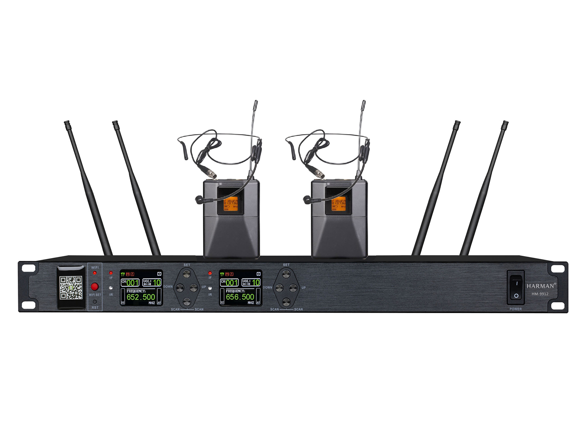 一拖二真分集会议话筒 （双咪芯内置锂电池可远程控制）