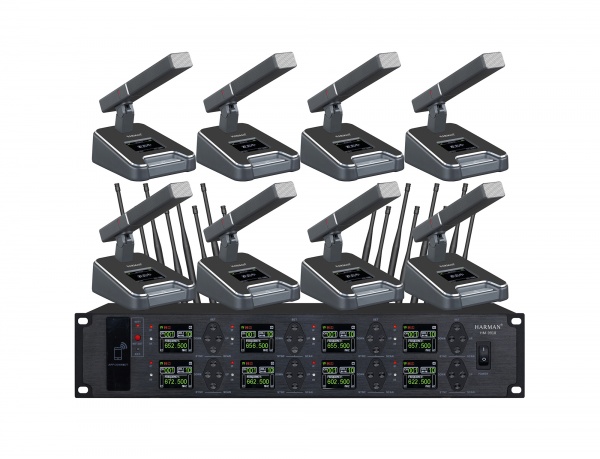 一拖八真分集会议话筒 （双咪芯内置锂电池可远程控制）