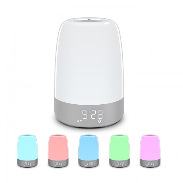 Sunrise Alarm Clock with Wake-Up Light – 7 Alarm Modes, Touch LED Table Lamp, Timer for Sleep, Dimmable Brightness – White