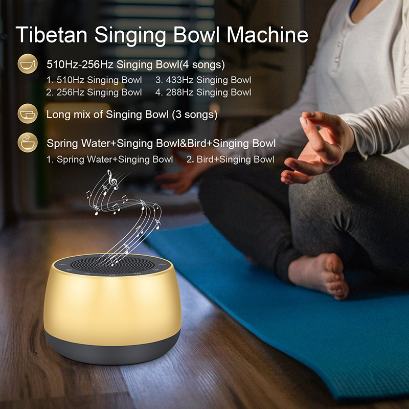 Tibetan Singing Bowl Sound Machine – 9 Healing Meditation Sounds, Timer, Memory, Rechargeable 2000mAh Battery