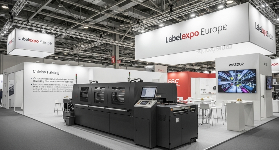 A display of luxury packaging with intricate designs at a European trade show