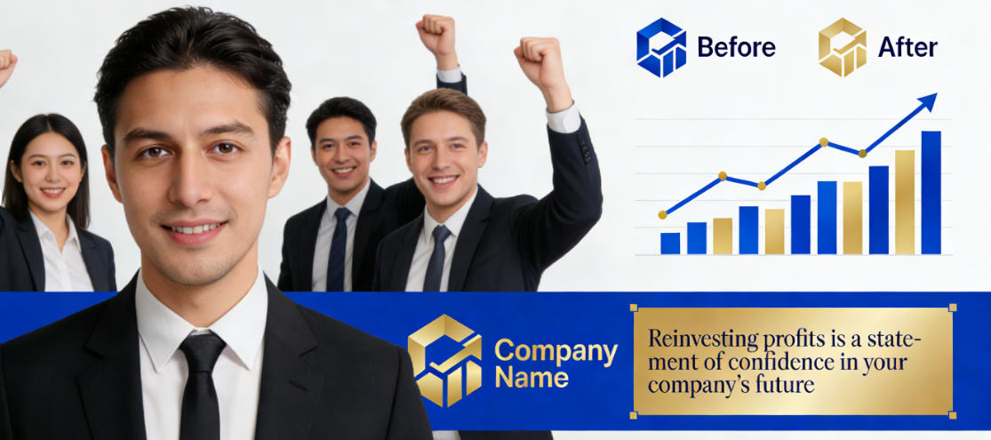 A chart showing business growth and reinvestment