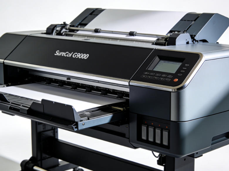 An infographic showing a graph of increasing profitability and decreasing maintenance costs over time with the new Epson printer.
