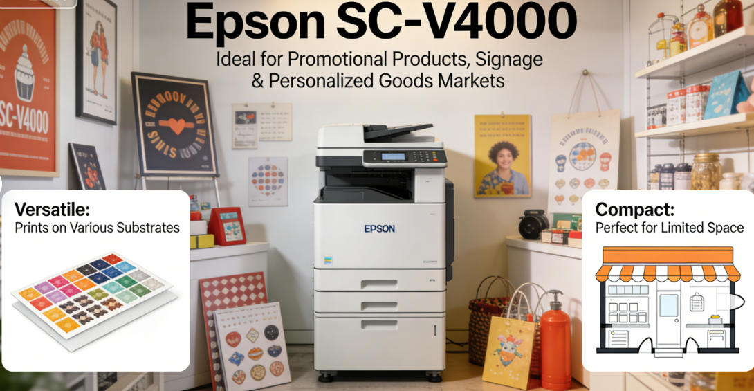 A variety of products printed on the Epson SC-V4000