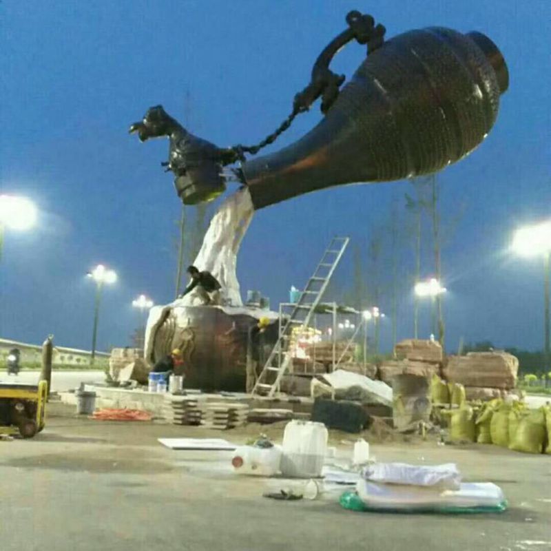 酒壶紫铜锻铜圆雕