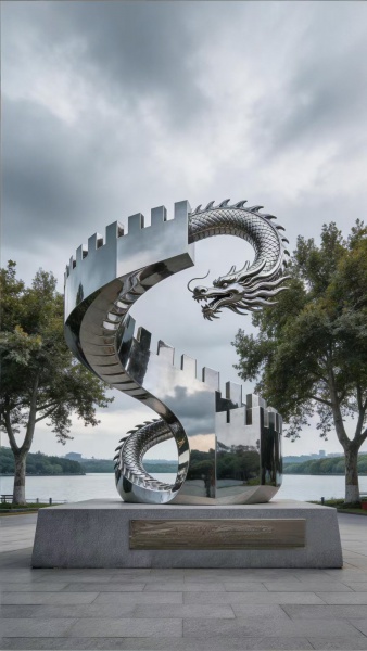 《龙融长城》不锈钢雕塑设计制作方案