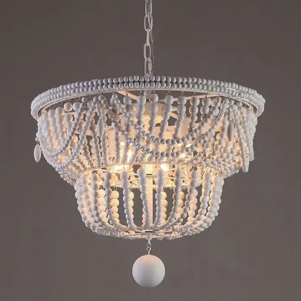 lamp lighting chandelier vintage pendant lamps french romantic warm wood bead lamp