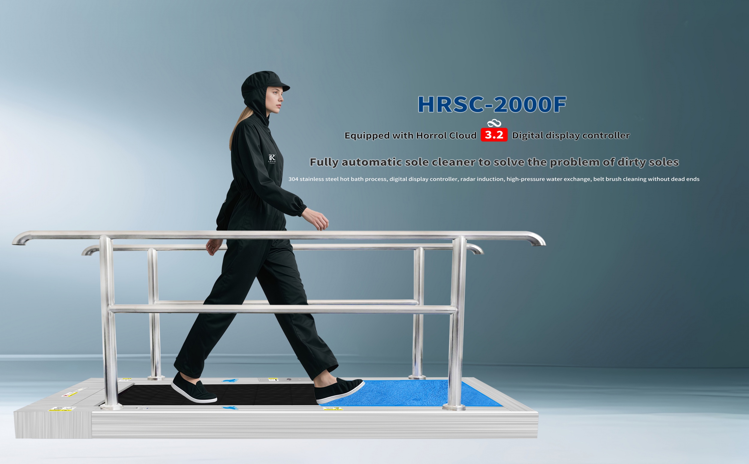 Horrol Technology Belt Brush Digital Display Controller Fully Automatic Shoe Sole Cleaning Machine