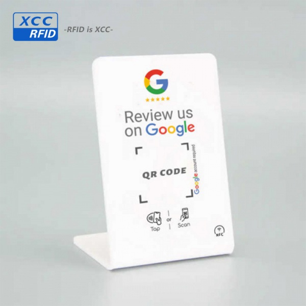 Customize QR Code Socia Media Blank Acrylic NFC Menu Display Table Stand Custom NFC Google Review Stand
