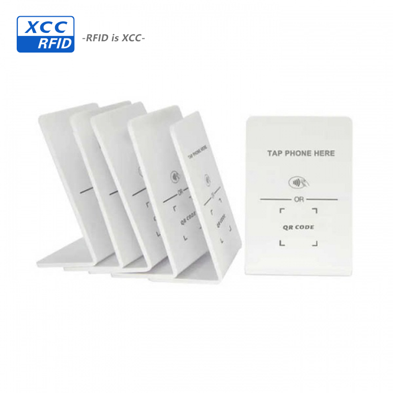 Customize QR Code Socia Media Blank Acrylic NFC Menu Display Table Stand Custom NFC Google Review Stand