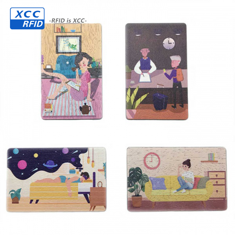 RFID wooden cards digital Logo custom printing 