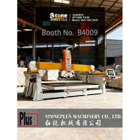 Booth setup is underway for the upcoming stone exhibition