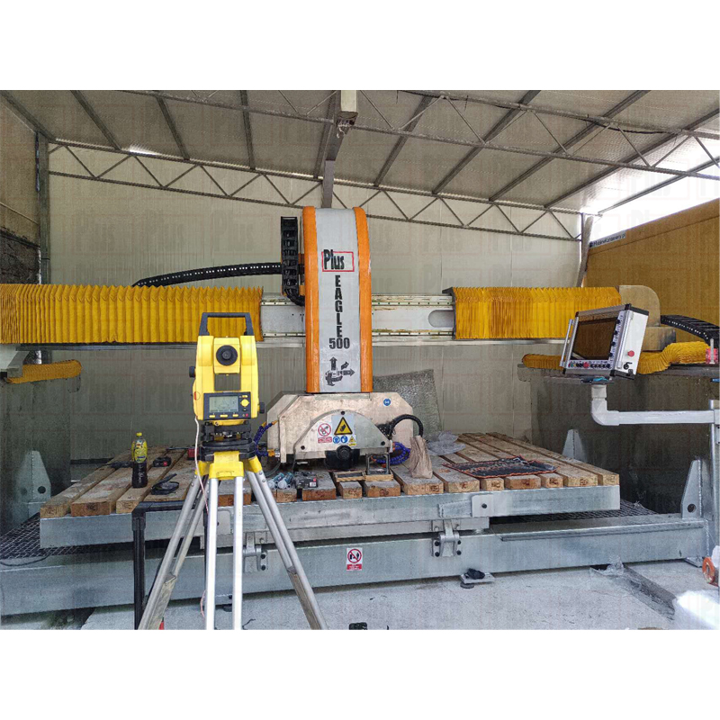 On-site installation progress of our 5 Axis CNC Bridge Saw at customer’s stone factory!