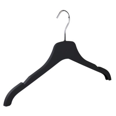 Black Plastic rubber Coated top Hanger with Notches, 42cm