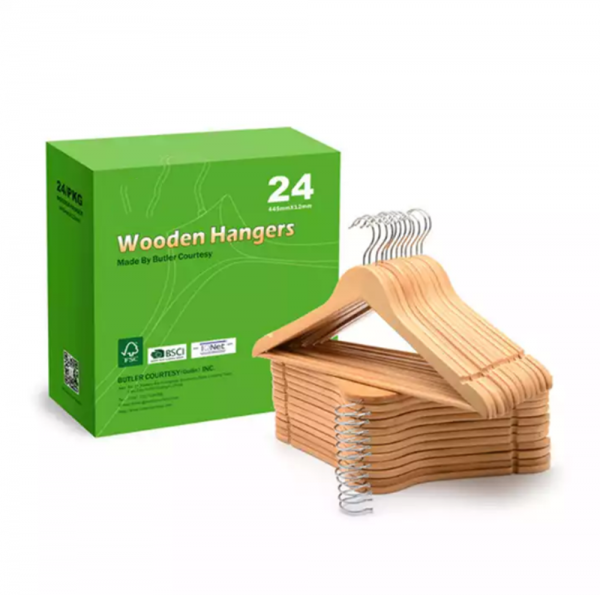 24 pack wooden hangers