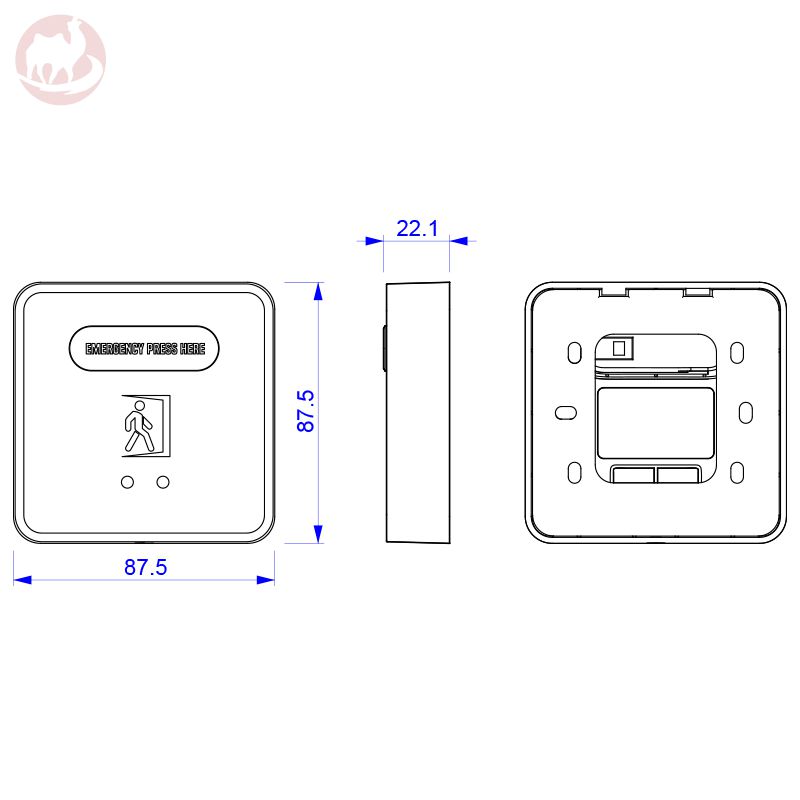 VK86 Touchless Surface Mount Exit Button