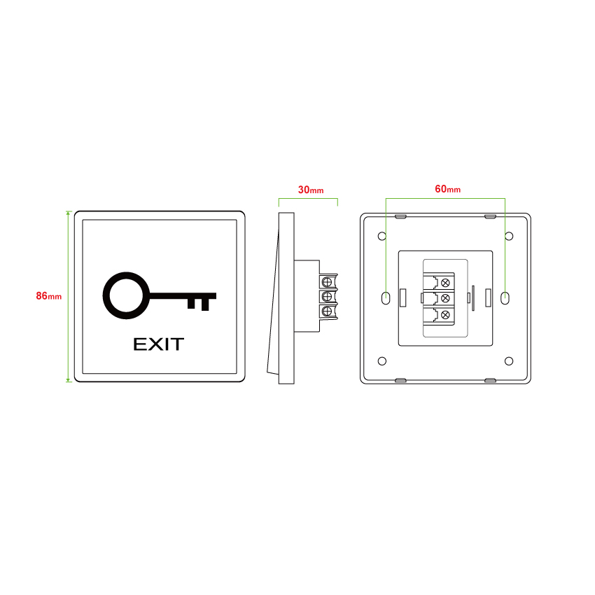 PT9 Gray Large Panel Exit Button