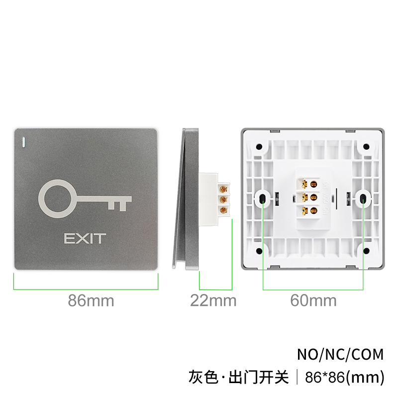 PT10D Gray Large Panel Exit Button