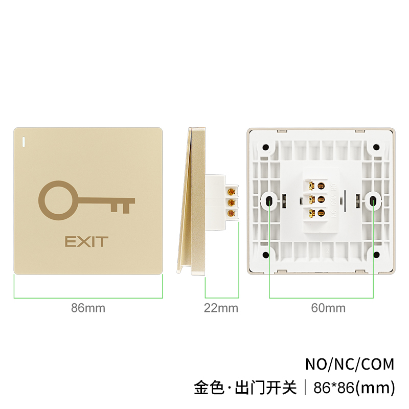 PT10D-G Gold Large Panel Exit Button