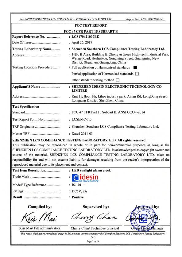 FCC report of IS-101_LCS170421007BE-FCC Report