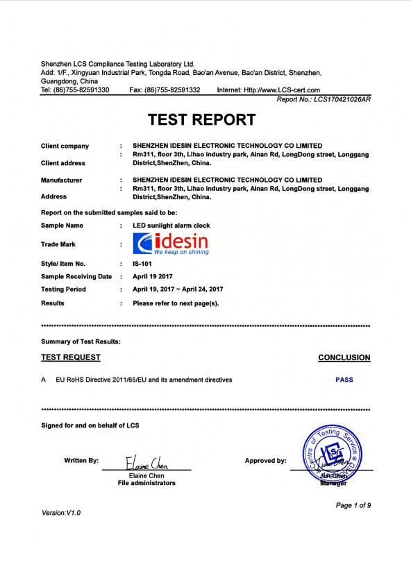 RoHs report of IS-101_LCS170421026AR  report(1)